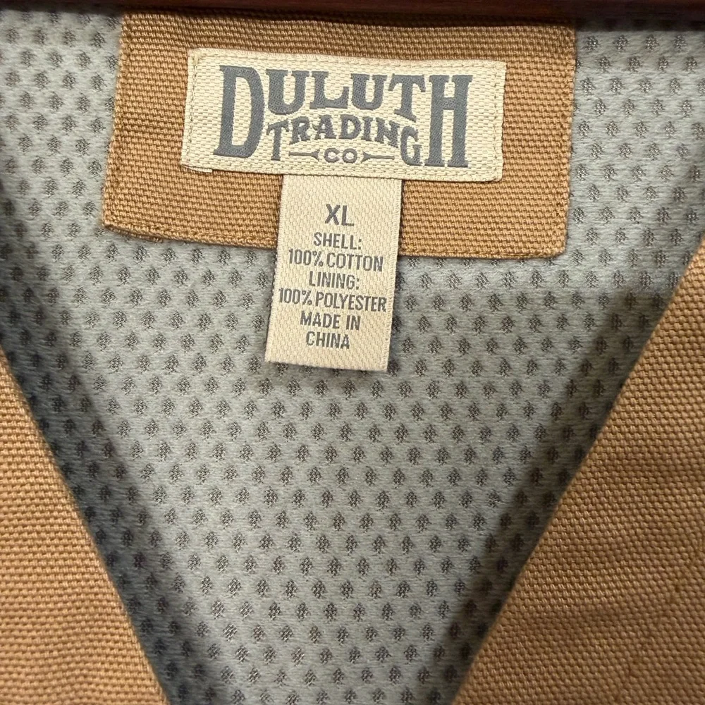 Duluth Trading Co Mens Duck Canvas Breathable Mesh Workcore Brown Vest Sz XL EUC